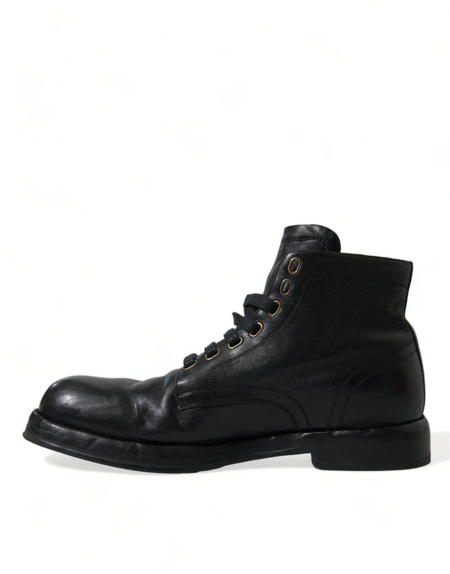 Dolce & Gabbana Elegant Black Horse Leather Ankle Boots - EU41/US8