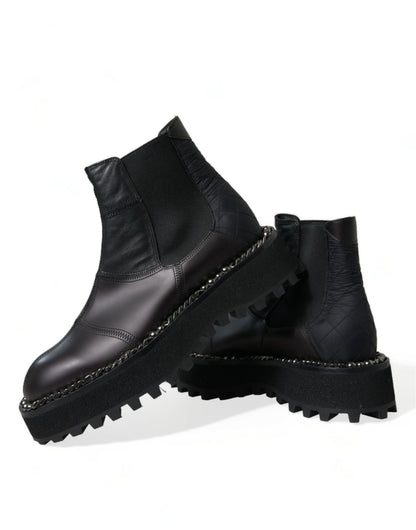 Dolce & Gabbana Elegant Black Chelsea Slip-On Boots - EU39/US6