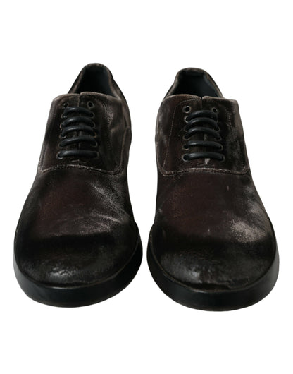 Dolce & Gabbana Elegant Brown Velvet Oxford Lace-up Shoes - EU41/US8