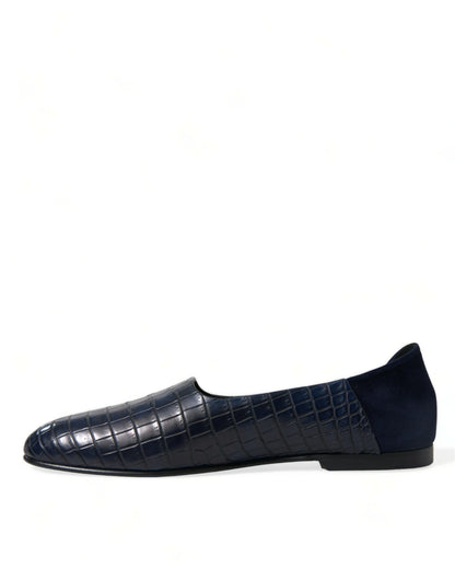 Dolce & Gabbana Elegant Blue Crocodile Leather Loafers - EU45/US12