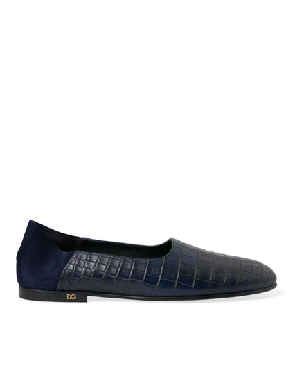 Dolce & Gabbana Elegant Blue Crocodile Leather Loafers - EU45/US12