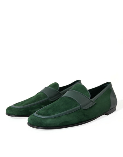 Dolce & Gabbana Emerald Velvet Leather Loafers for Men - EU43/US10