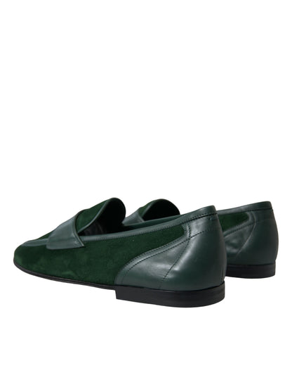 Dolce & Gabbana Emerald Velvet Leather Loafers for Men - EU43/US10