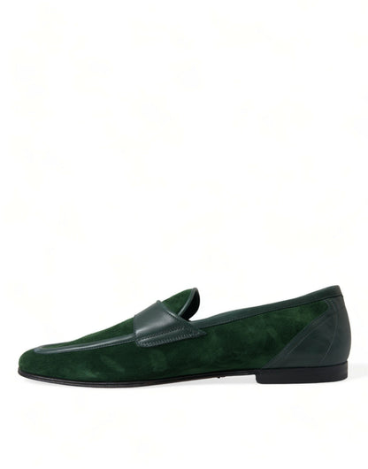 Dolce & Gabbana Emerald Velvet Leather Loafers for Men - EU43/US10