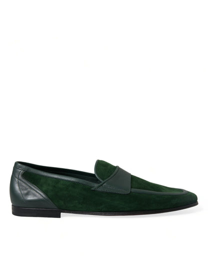 Dolce & Gabbana Emerald Velvet Leather Loafers for Men - EU43/US10