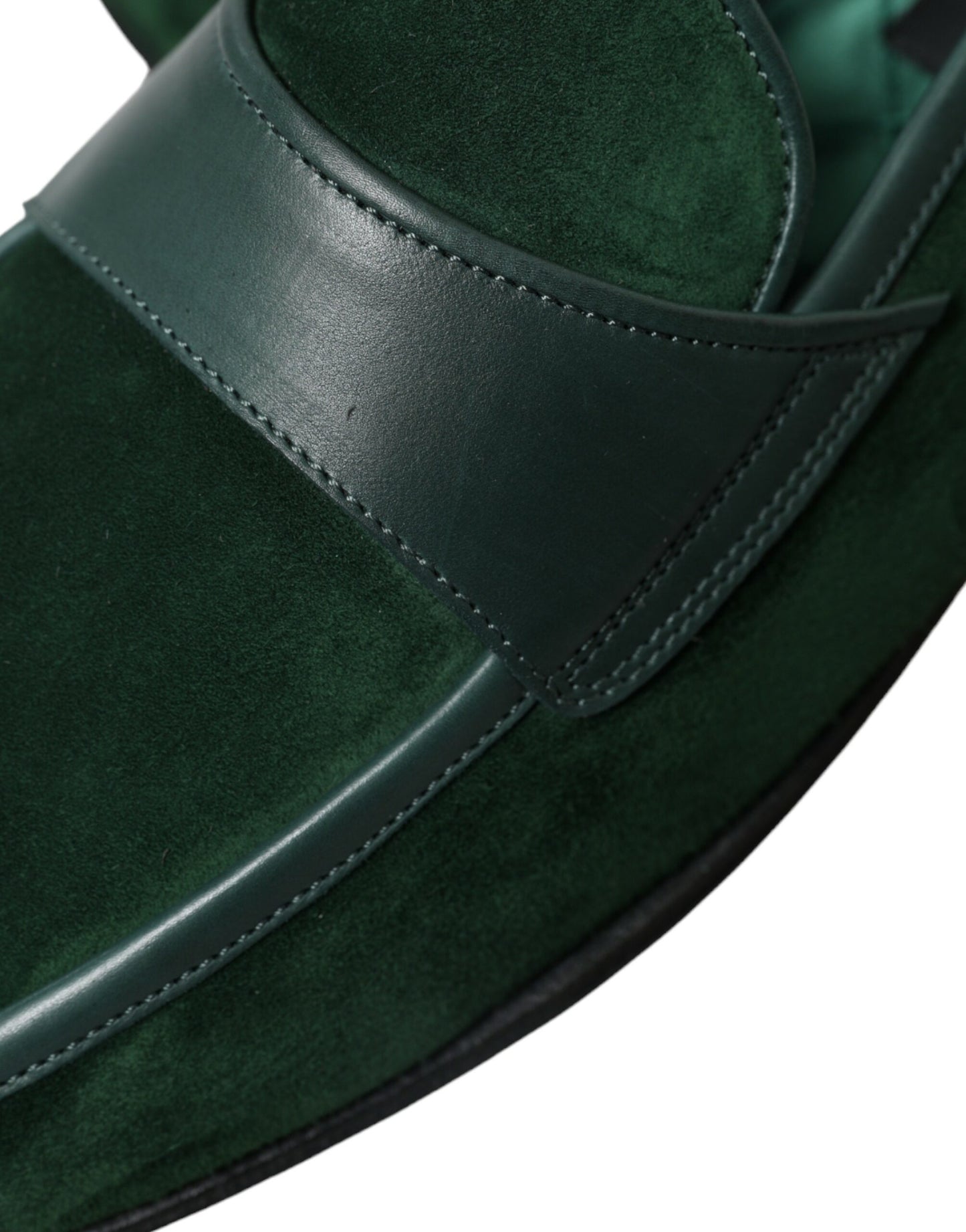 Dolce & Gabbana Emerald Velvet Leather Loafers for Men - EU43/US10