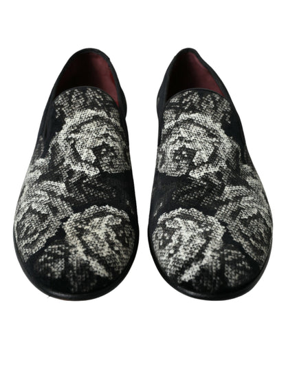 Dolce & Gabbana Elegant Floral Velvet Loafers - EU39/US6