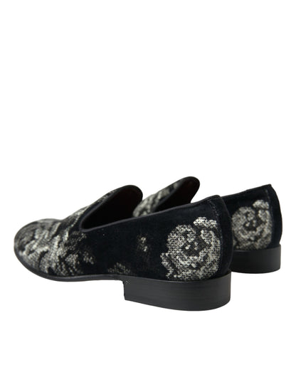 Dolce & Gabbana Elegant Floral Velvet Loafers - EU39/US6