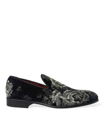 Dolce & Gabbana Elegant Floral Velvet Loafers - EU39/US6