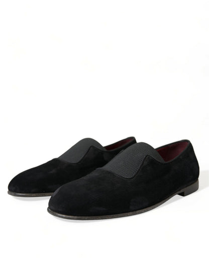 Dolce & Gabbana Elegant Black Velor Loafers for the Discerning Gentleman - EU41/US8