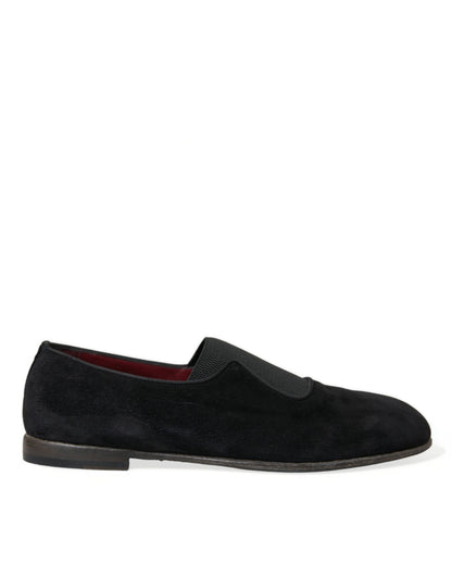 Dolce & Gabbana Elegant Black Velor Loafers for the Discerning Gentleman - EU41/US8