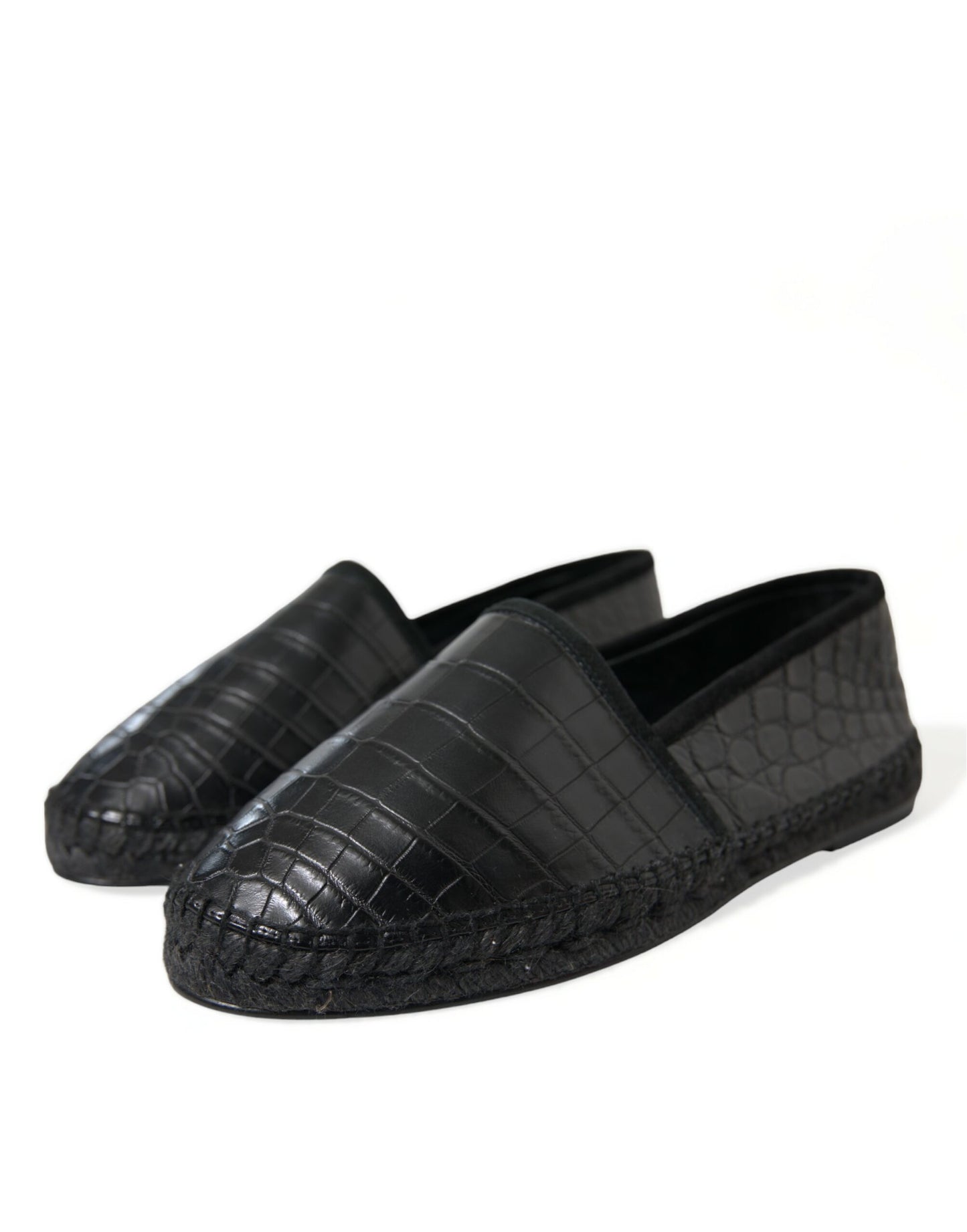 Dolce & Gabbana Exotic Black Leather Espadrilles - EU43/US10