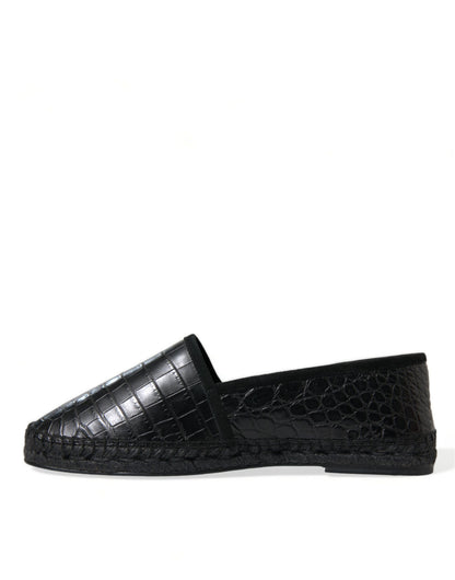 Dolce & Gabbana Exotic Black Leather Espadrilles - EU43/US10