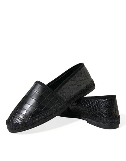 Dolce & Gabbana Exotic Black Leather Espadrilles - EU43/US10