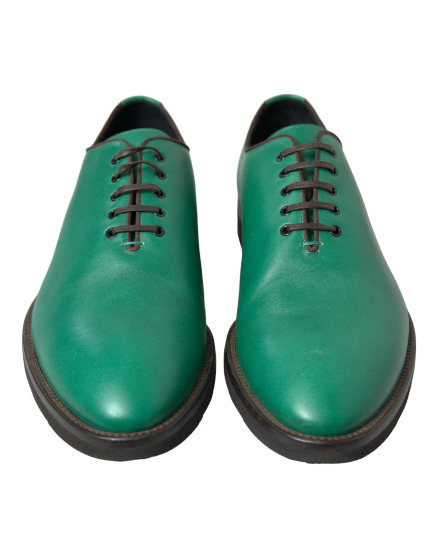 Dolce & Gabbana Elegant Green Leather Oxford Dress Shoes - EU44/US11