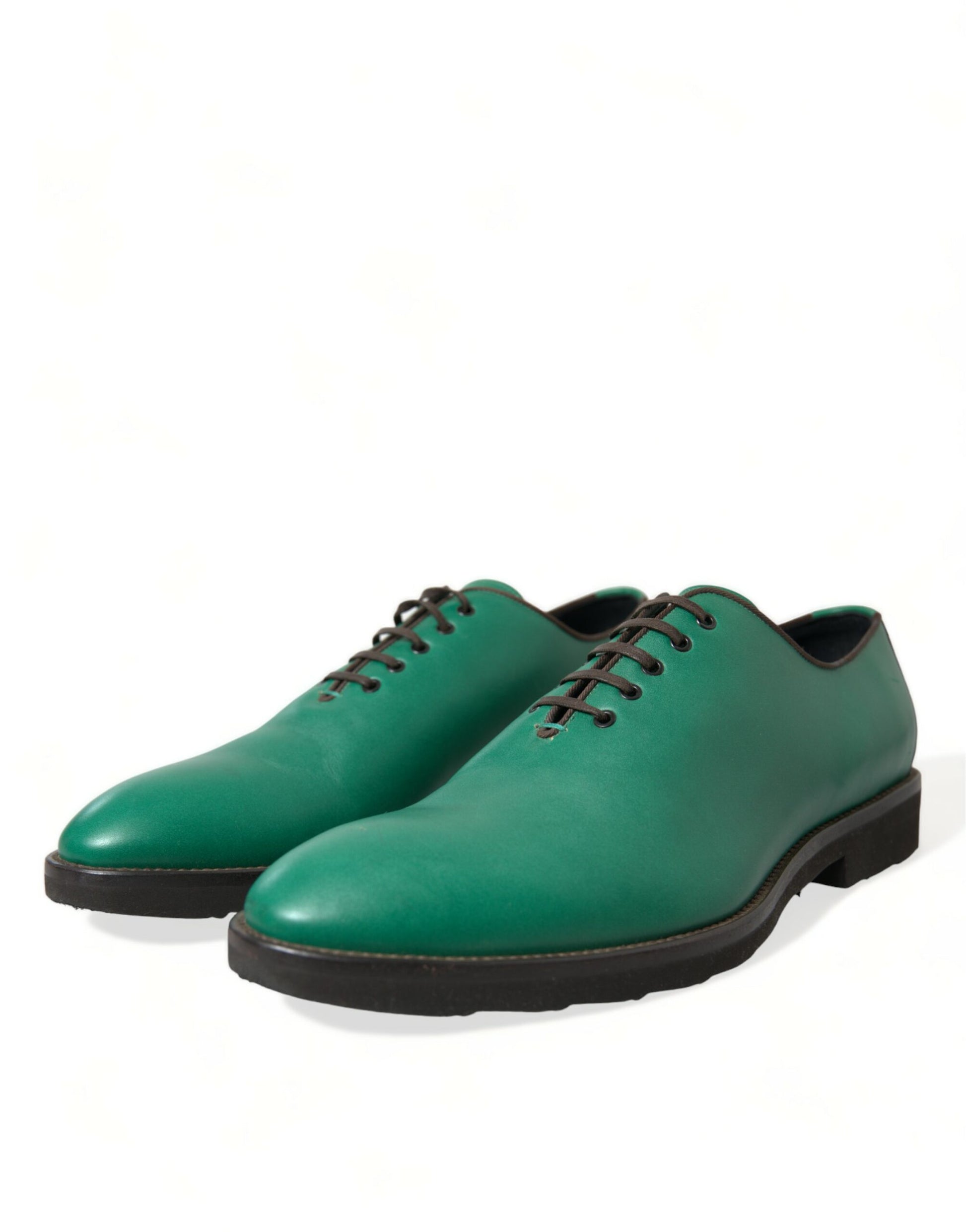 Dolce & Gabbana Elegant Green Leather Oxford Dress Shoes - EU44/US11