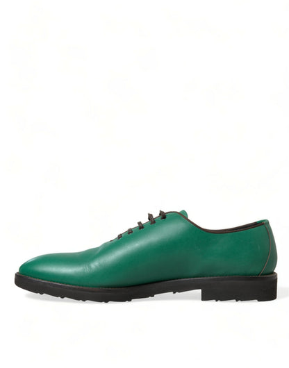 Dolce & Gabbana Elegant Green Leather Oxford Dress Shoes - EU44/US11