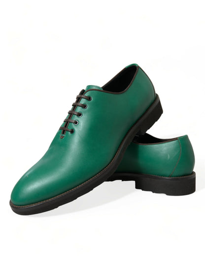 Dolce & Gabbana Elegant Green Leather Oxford Dress Shoes - EU44/US11