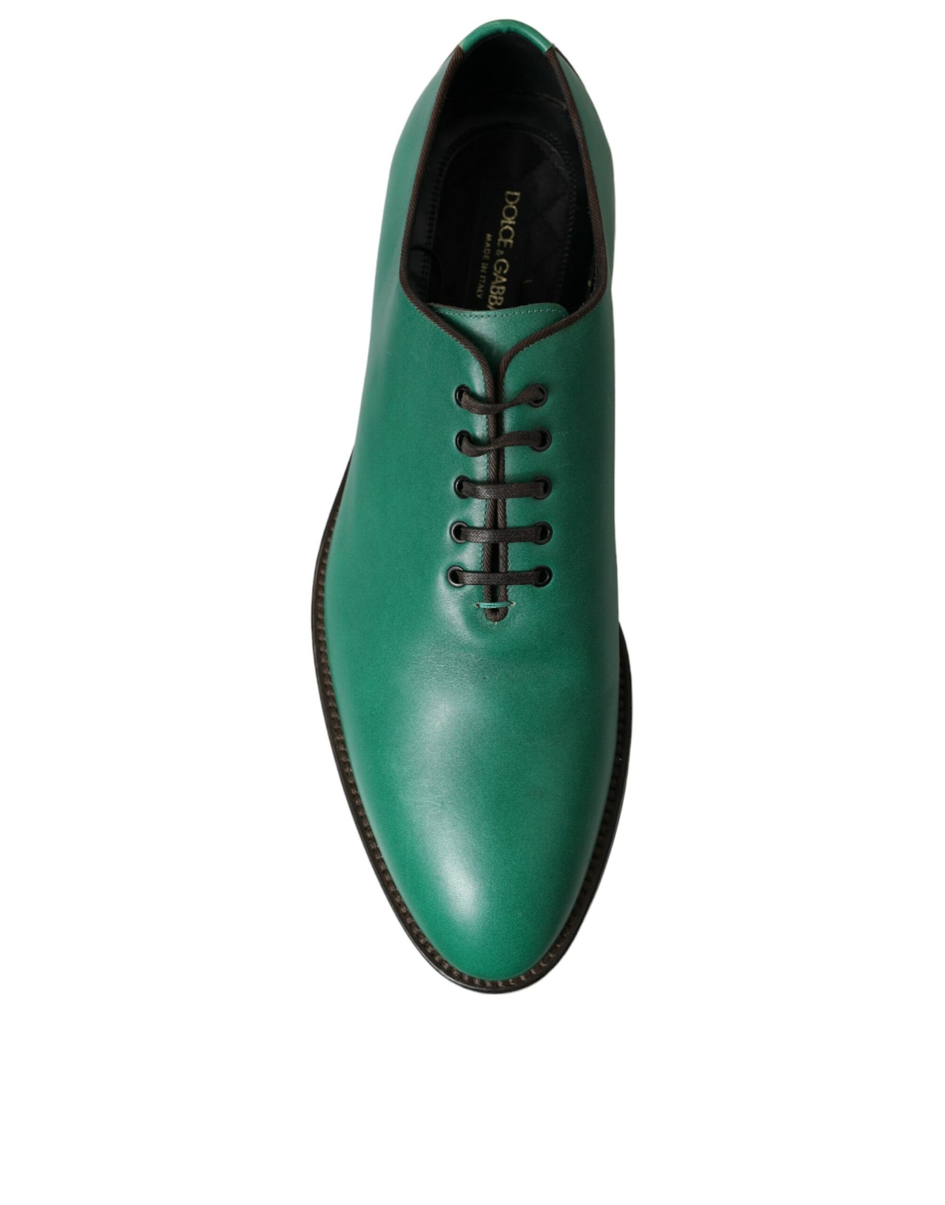 Dolce & Gabbana Elegant Green Leather Oxford Dress Shoes - EU44/US11