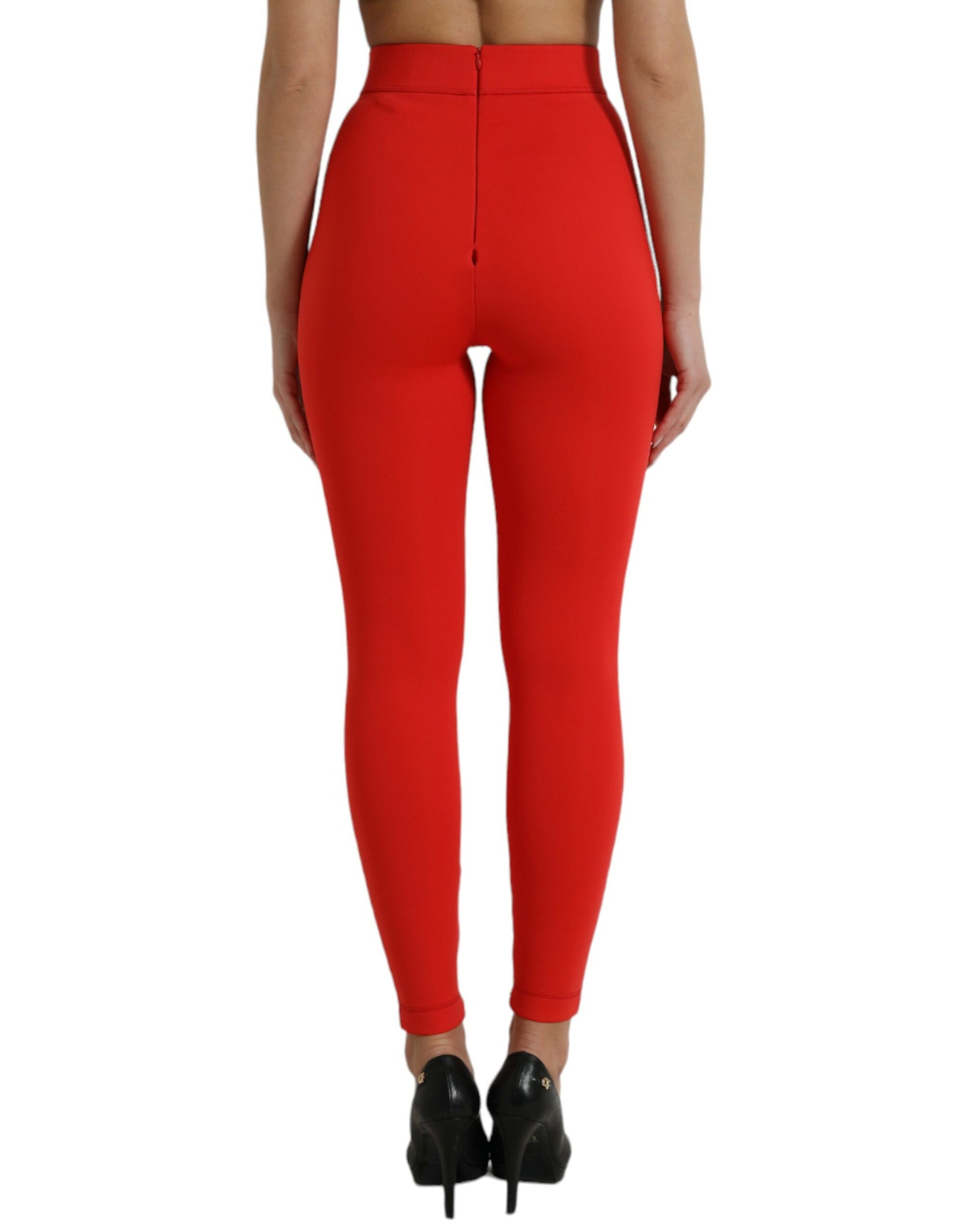 Dolce & Gabbana Elegant High Waist Red Leggings - IT40|S