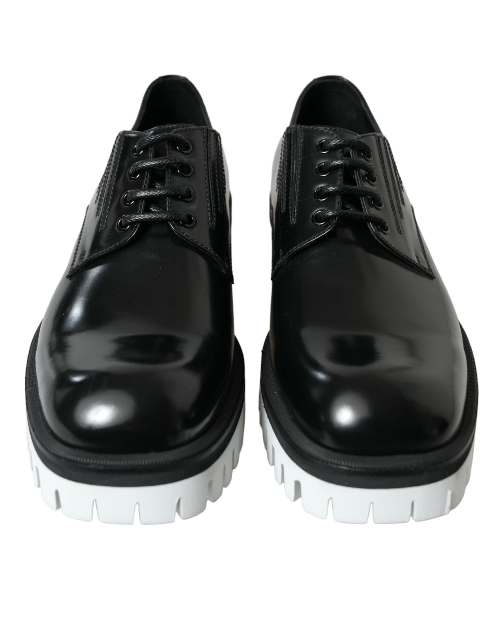 Dolce & Gabbana Sophisticated Black and White Leather Derby Shoes - EU43/US10