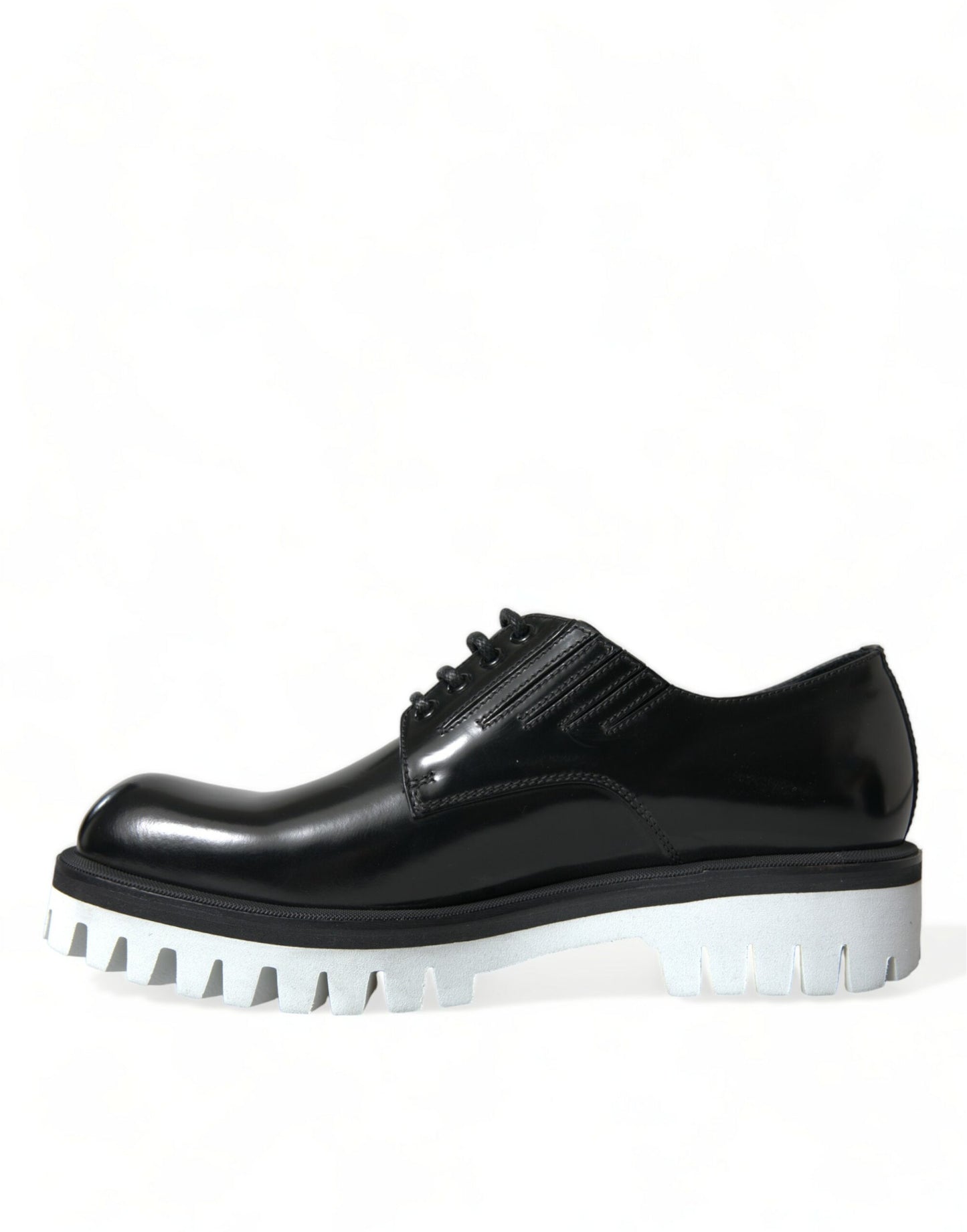 Dolce & Gabbana Sophisticated Black and White Leather Derby Shoes - EU43/US10