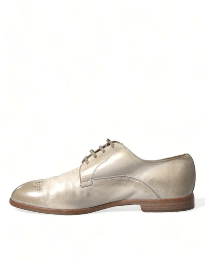 Dolce & Gabbana Elegant White Calfskin Derby Shoes - EU43.5/US10.5