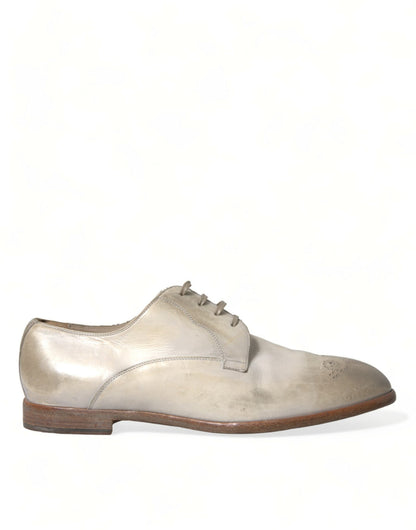 Dolce & Gabbana Elegant White Calfskin Derby Shoes - EU43.5/US10.5