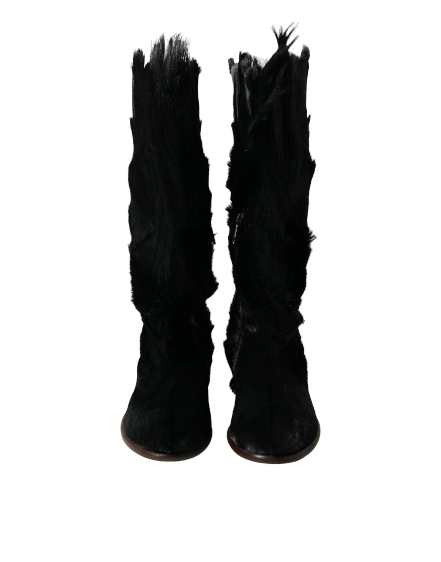 Dolce & Gabbana Opulent Gazelle Fur Mid Calf Boots - EU44/US11