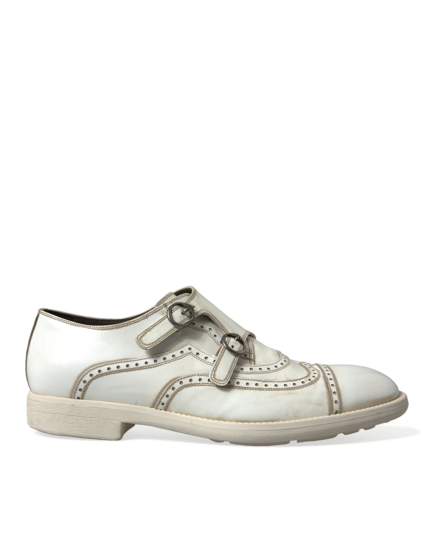 Dolce & Gabbana Elegant White Leather Derby Dress Shoes - EU43.5/US10.5