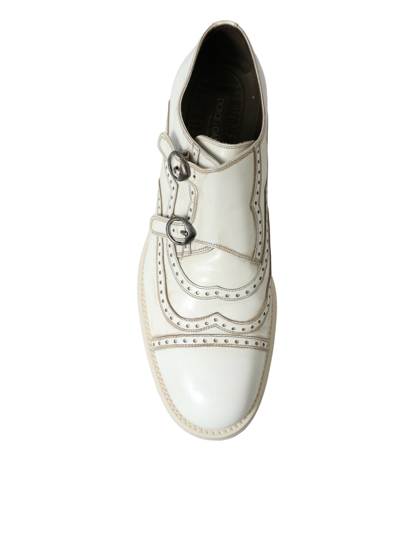 Dolce & Gabbana Elegant White Leather Derby Dress Shoes - EU43.5/US10.5