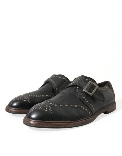 Dolce & Gabbana Elegant Calfskin Leather Monk Straps - EU44/US11