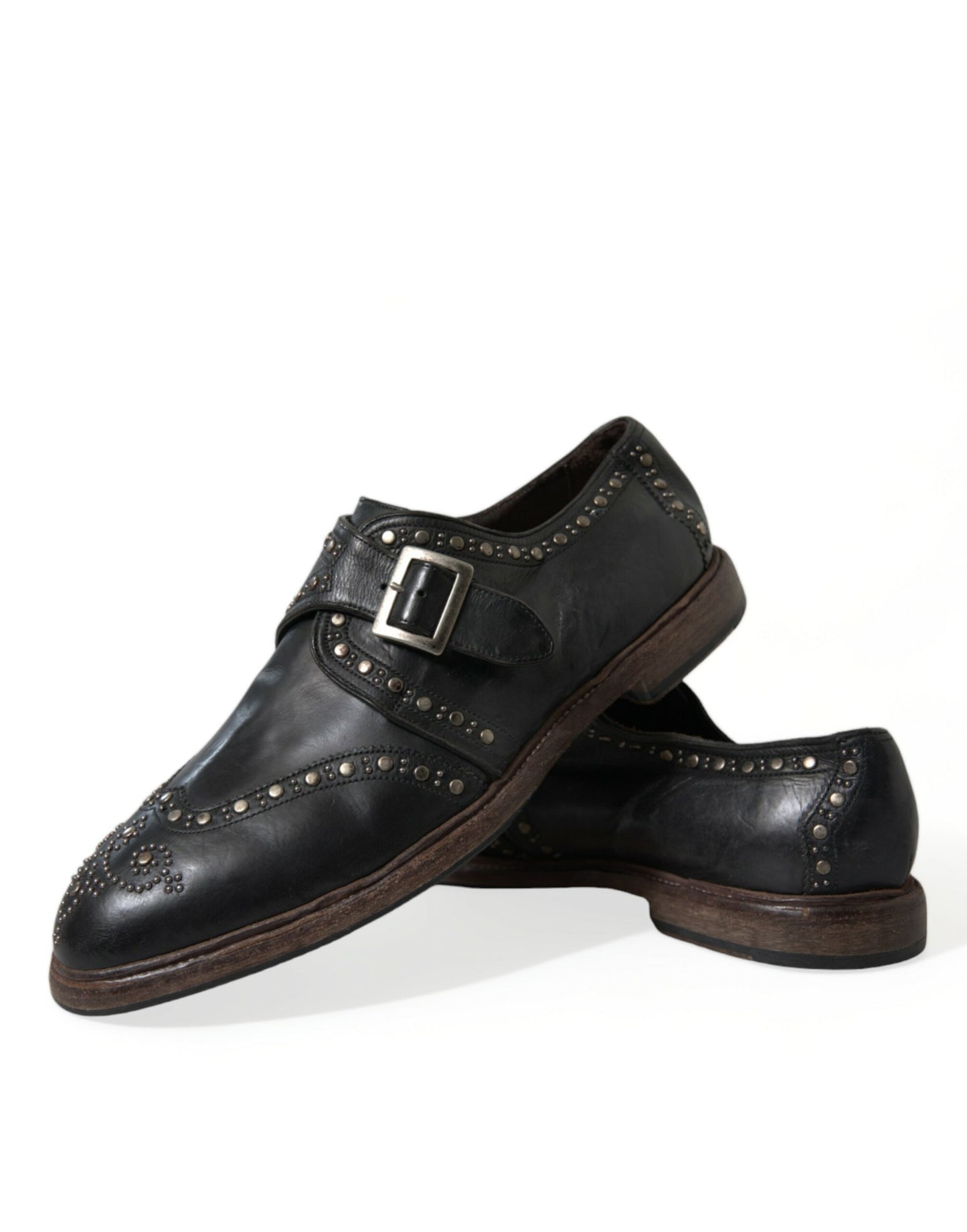 Dolce & Gabbana Elegant Calfskin Leather Monk Straps - EU44/US11