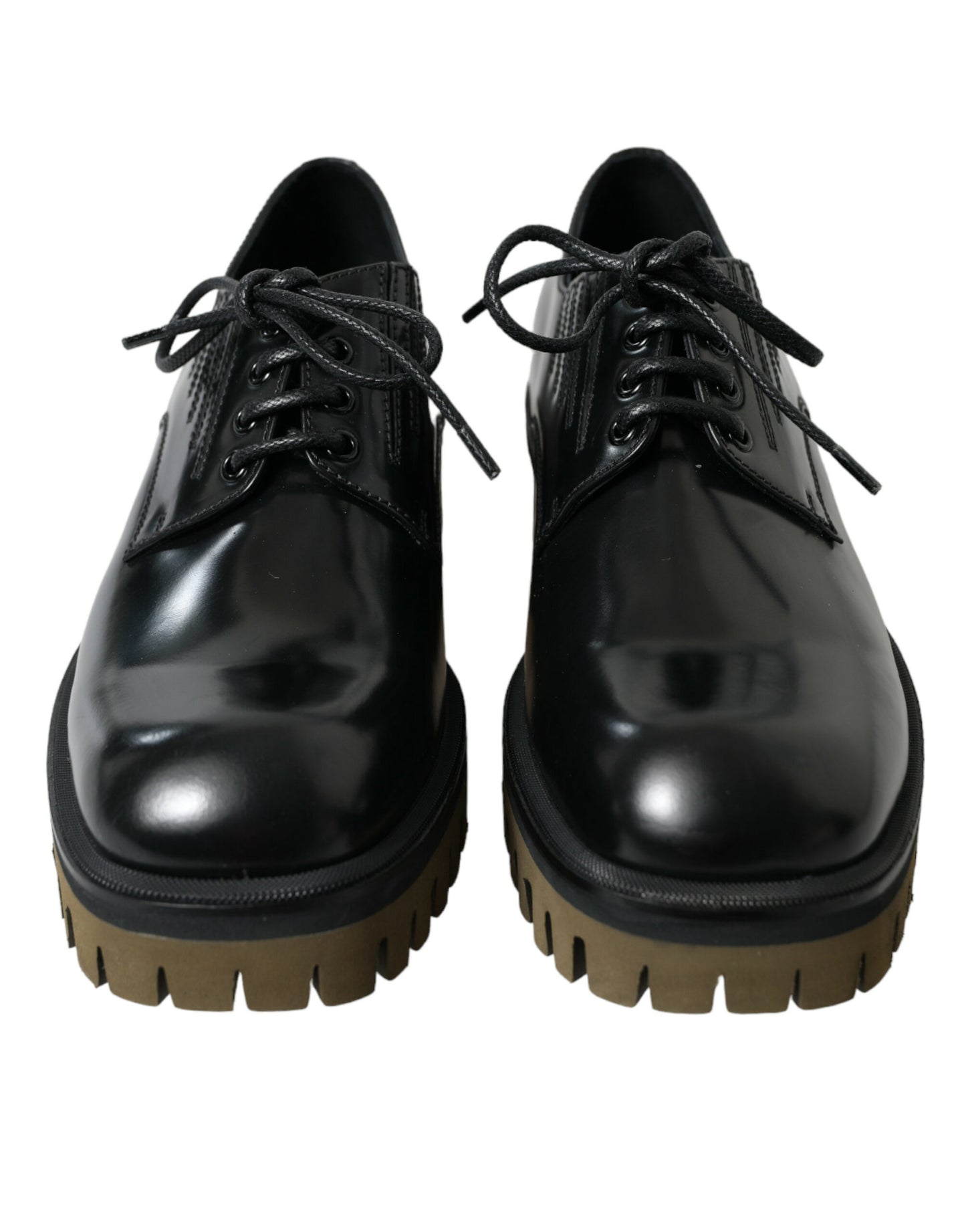 Dolce & Gabbana Elegant Black Leather Derby Dress Shoes - EU39.5/US6.5