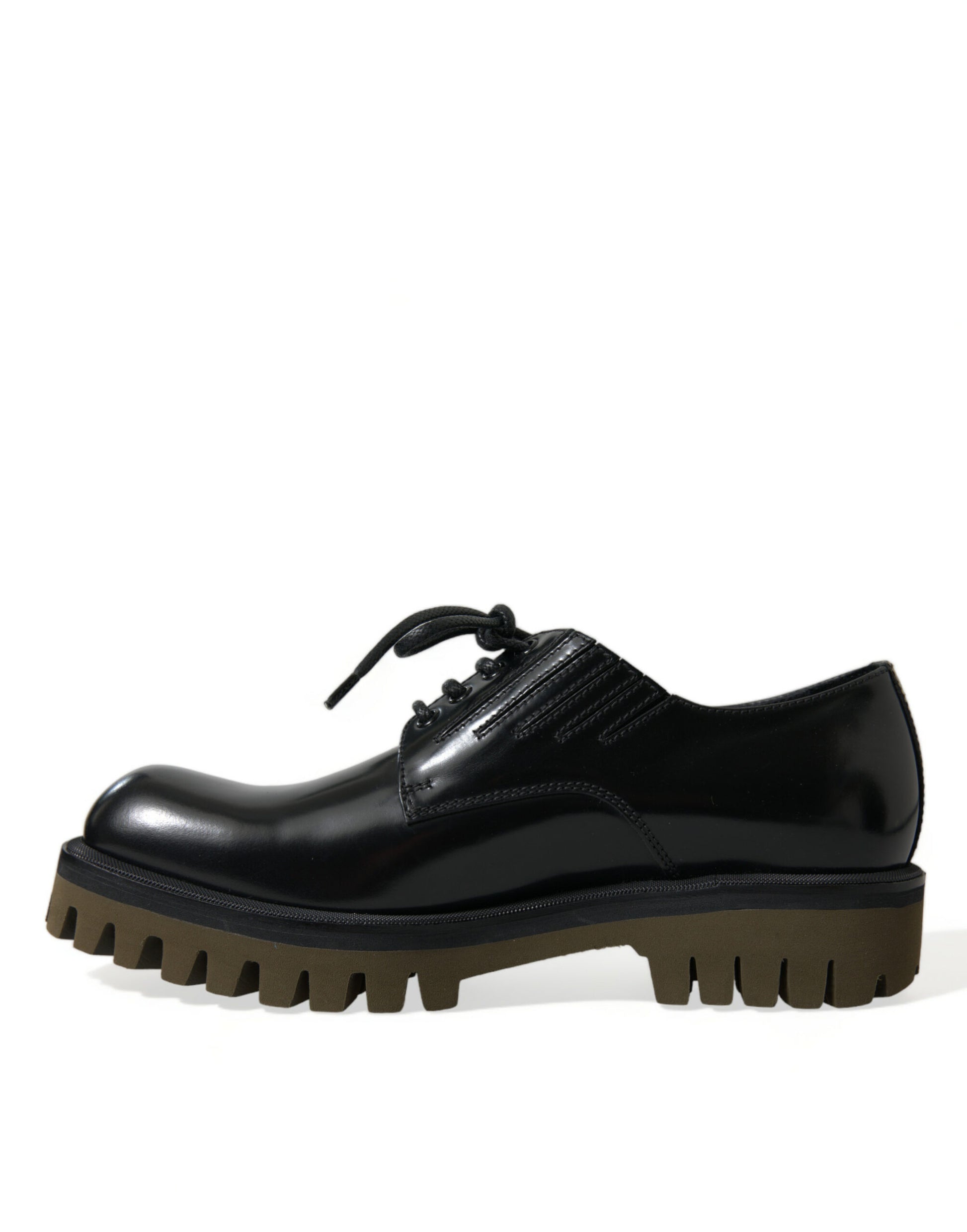 Dolce & Gabbana Elegant Black Leather Derby Dress Shoes - EU39.5/US6.5