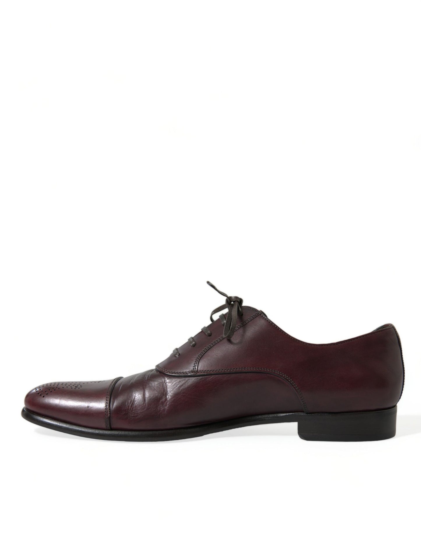 Dolce & Gabbana Elegant Burgundy Leather Derby Shoes - EU44/US11