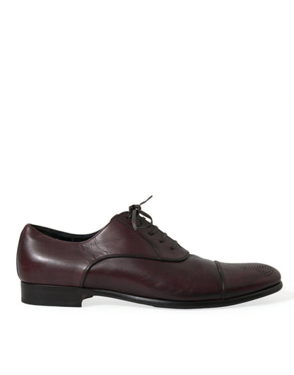 Dolce & Gabbana Elegant Burgundy Leather Derby Shoes - EU44/US11