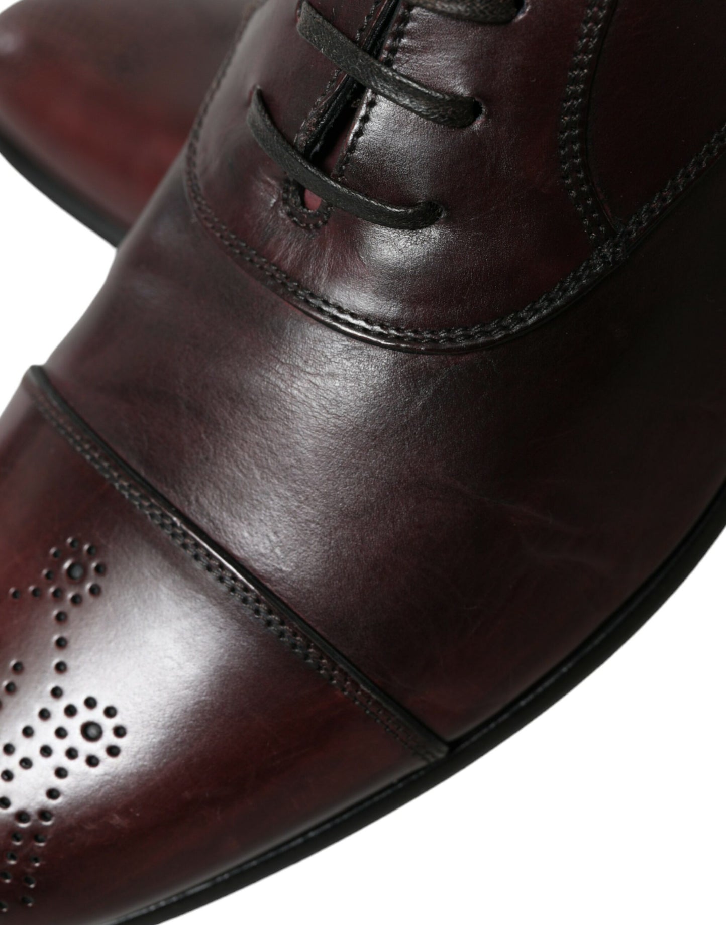 Dolce & Gabbana Elegant Burgundy Leather Derby Shoes - EU44/US11