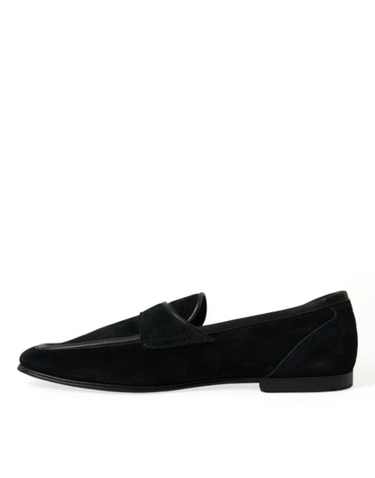 Dolce & Gabbana Elegant Velvet Black Loafers for Men - EU40/US7