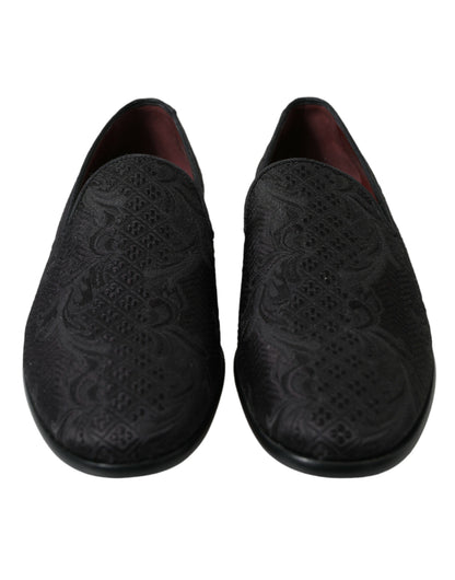 Dolce & Gabbana Elegant Black Brocade Dress Loafers - EU41.5/US8.5