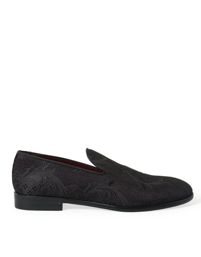 Dolce & Gabbana Elegant Black Brocade Dress Loafers - EU41.5/US8.5