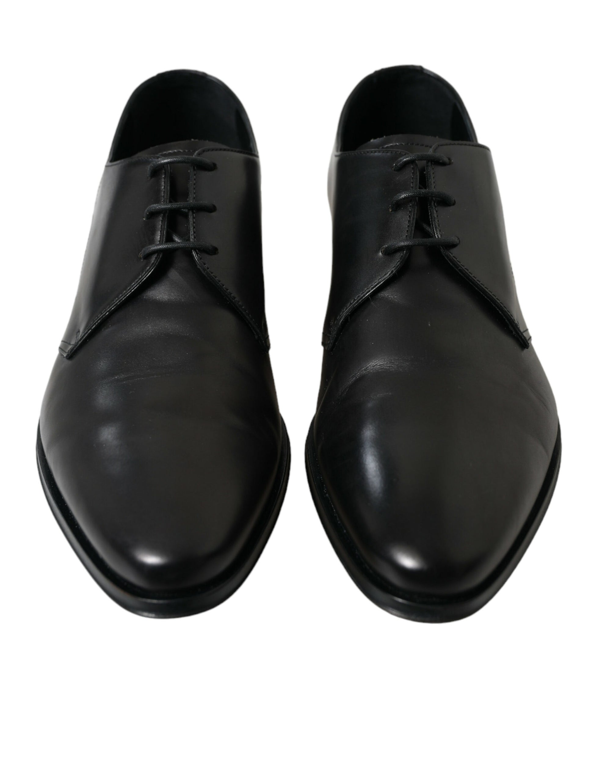 Dolce & Gabbana Elegant Black Leather Derby Dress Shoes - EU43/US10