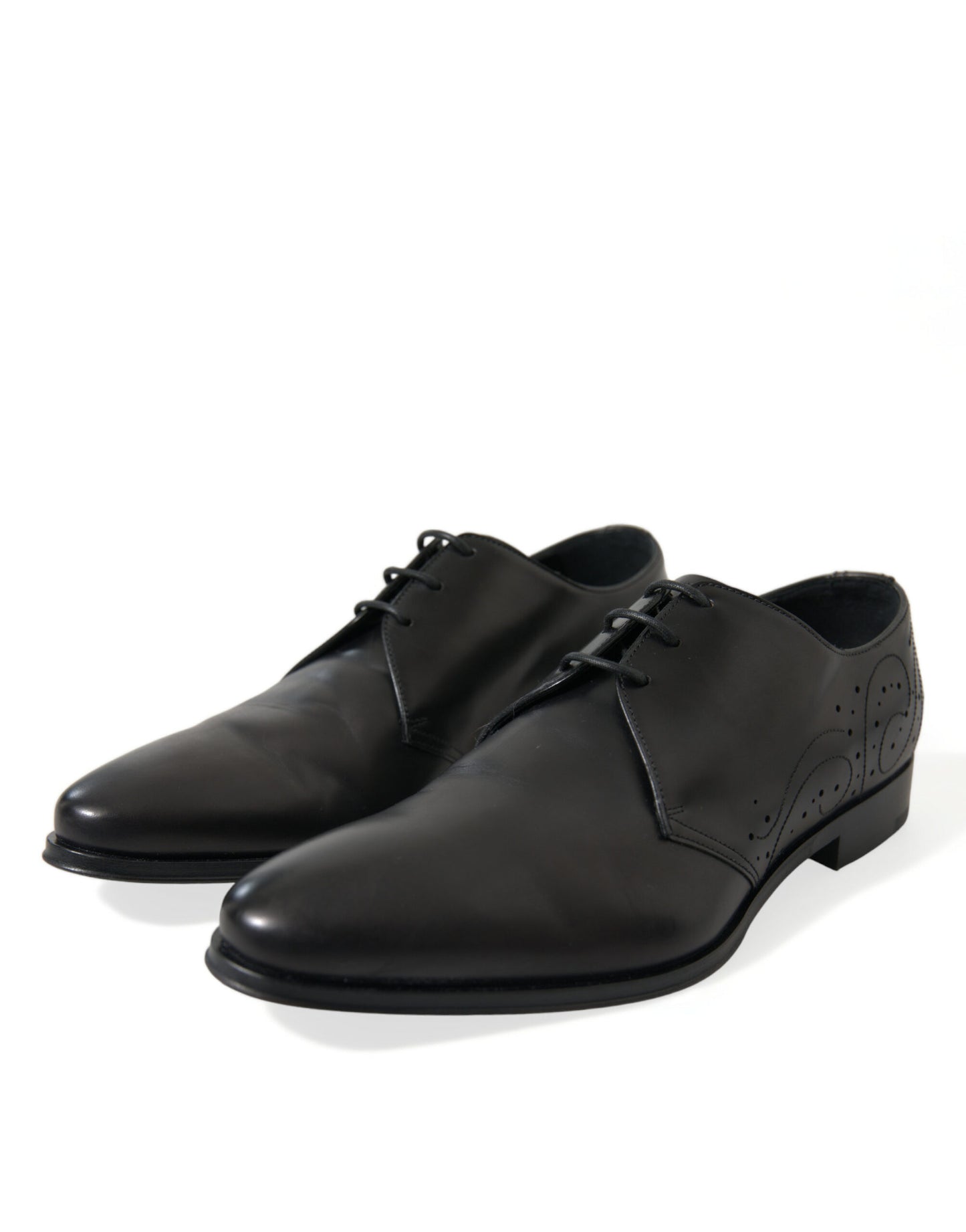 Dolce & Gabbana Elegant Black Leather Derby Dress Shoes - EU43/US10