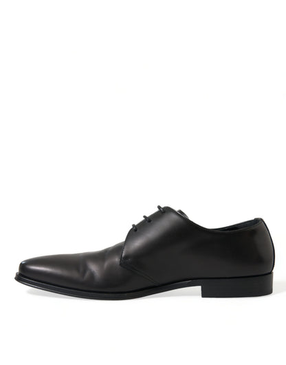 Dolce & Gabbana Elegant Black Leather Derby Dress Shoes - EU43/US10