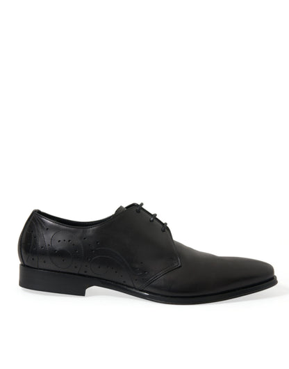 Dolce & Gabbana Elegant Black Leather Derby Dress Shoes - EU43/US10