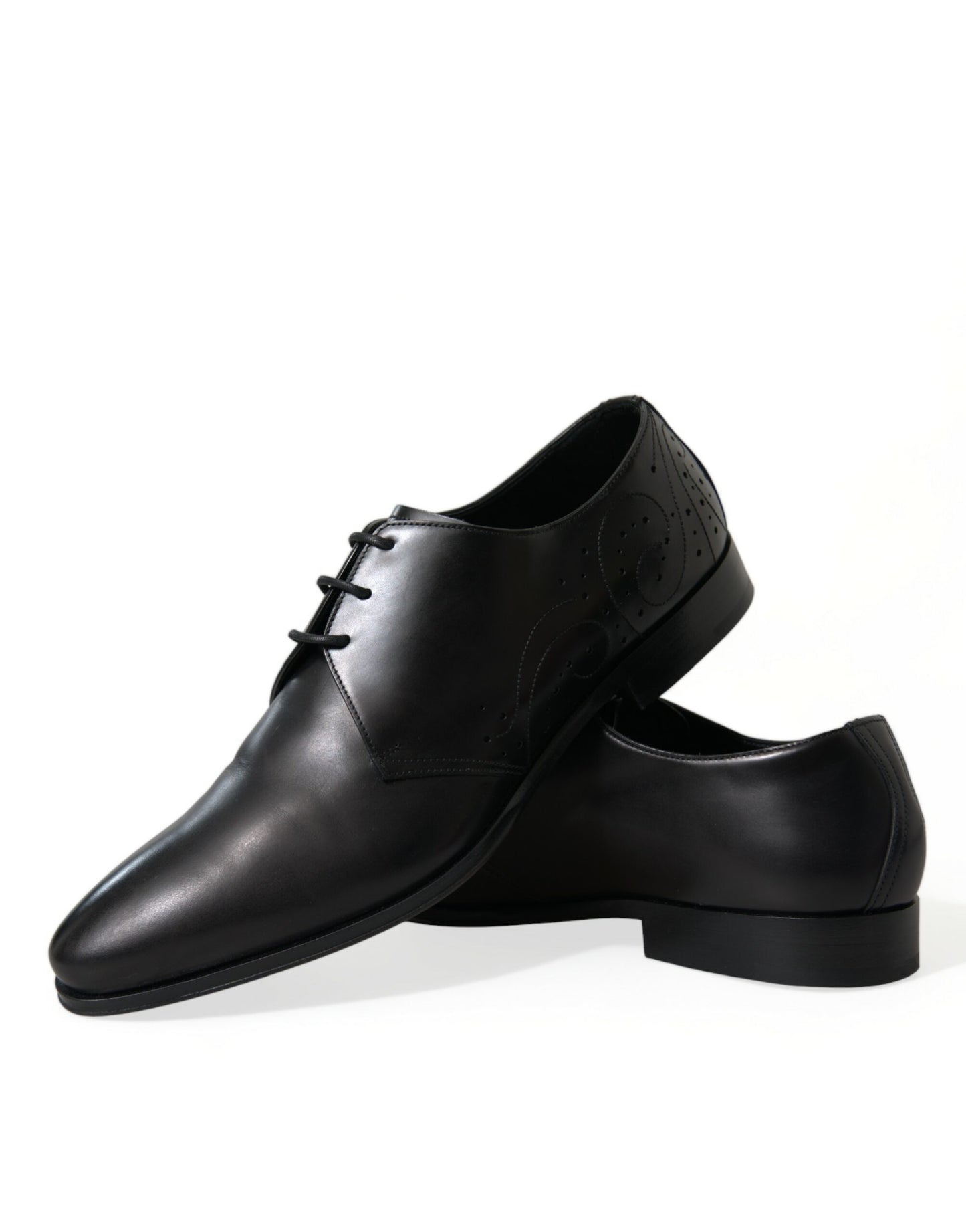 Dolce & Gabbana Elegant Black Leather Derby Dress Shoes - EU43/US10