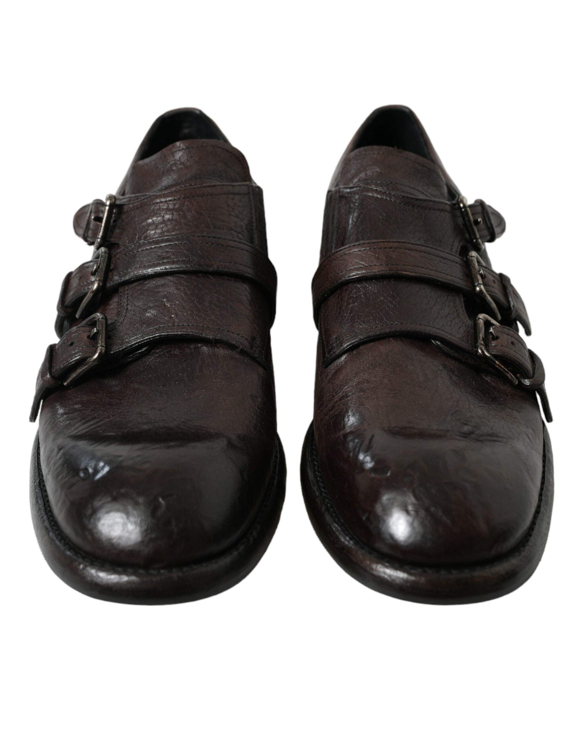 Dolce & Gabbana Elegant Triple Buckle Leather Dress Shoes - EU47/US14