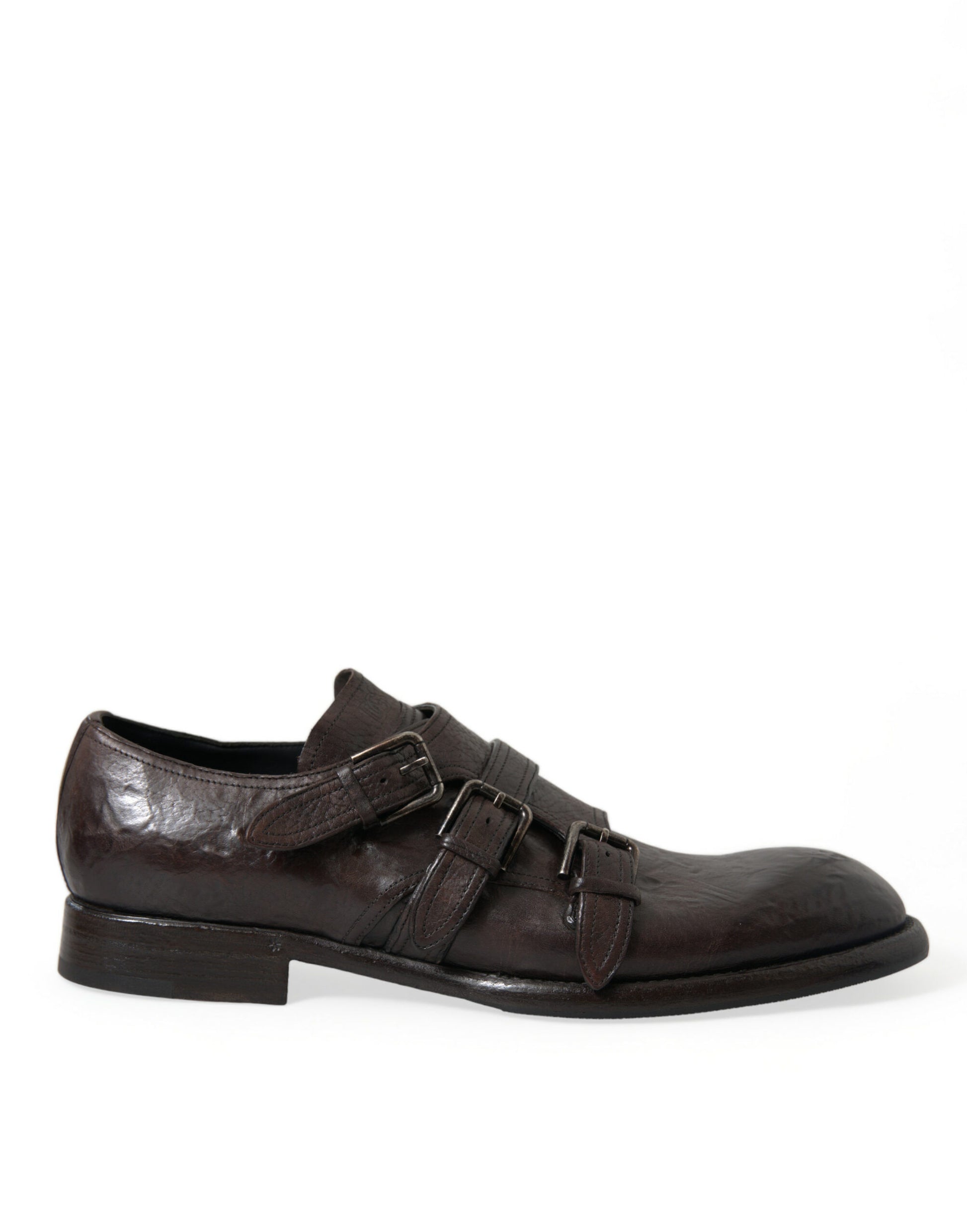 Dolce & Gabbana Elegant Triple Buckle Leather Dress Shoes - EU47/US14