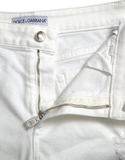 Dolce & Gabbana Elegant White Mid-Waist Denim Cropped Jeans - IT42|M