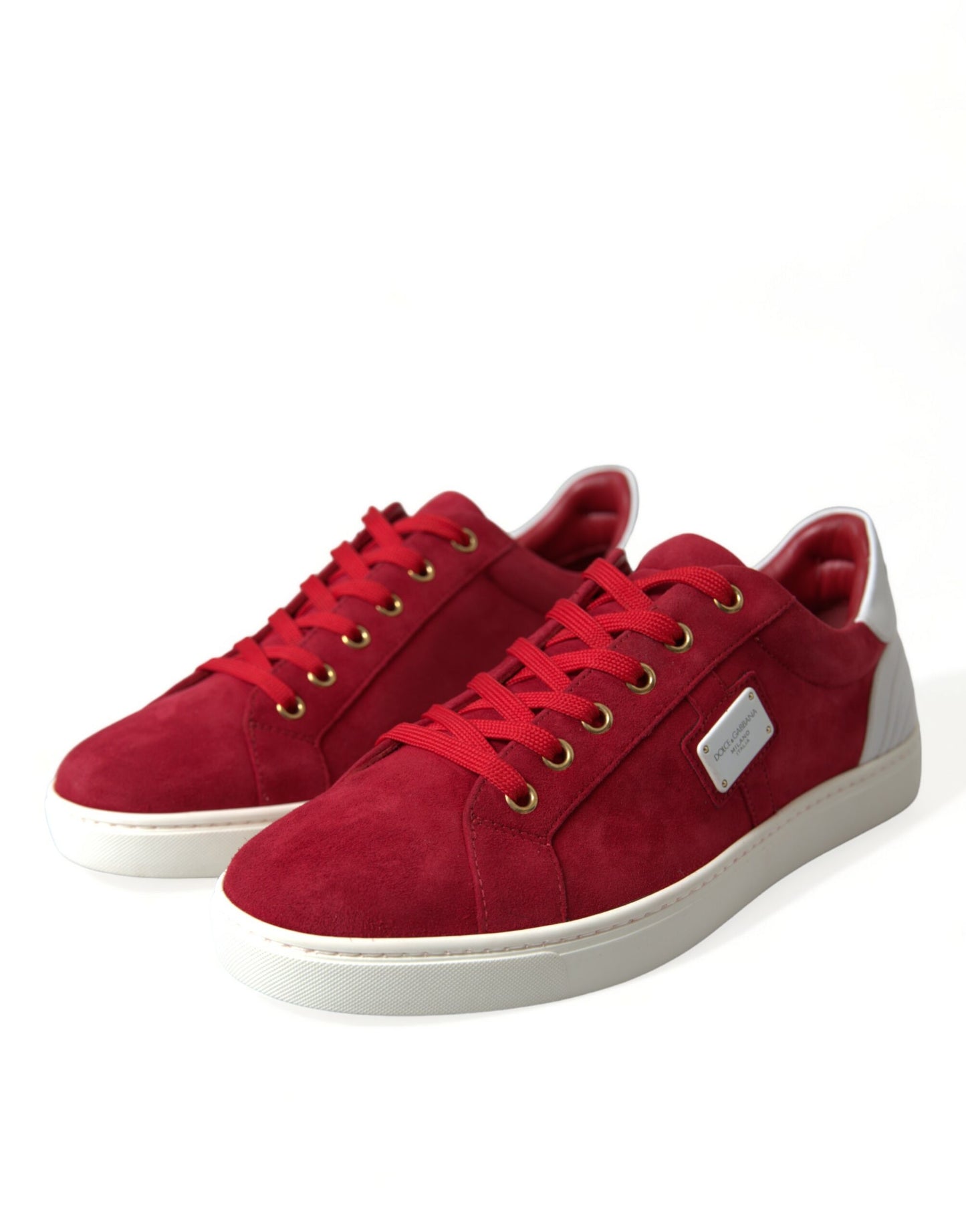 Dolce & Gabbana Elegant Red & White Leather Sneakers - EU40.5/US7.5